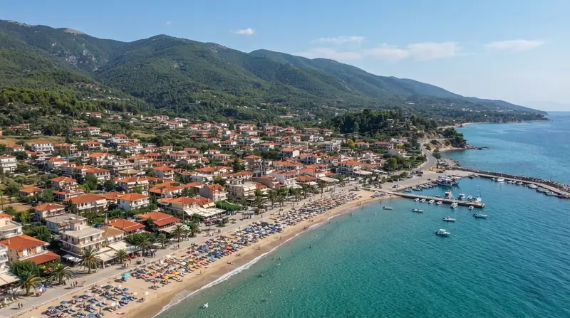Pogled iz vazduha na Olimpijadu, Solunska regija, Grčka — odredište kombi prevoza iz Srbije